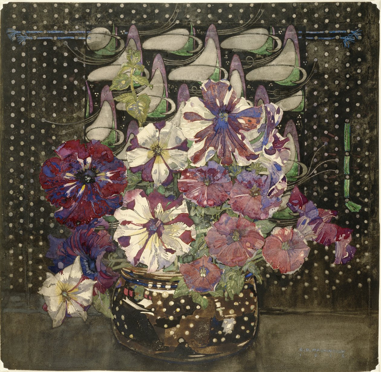 Petunia, 1916 (wc & gouache på papir) af Charles Rennie Mackintosh