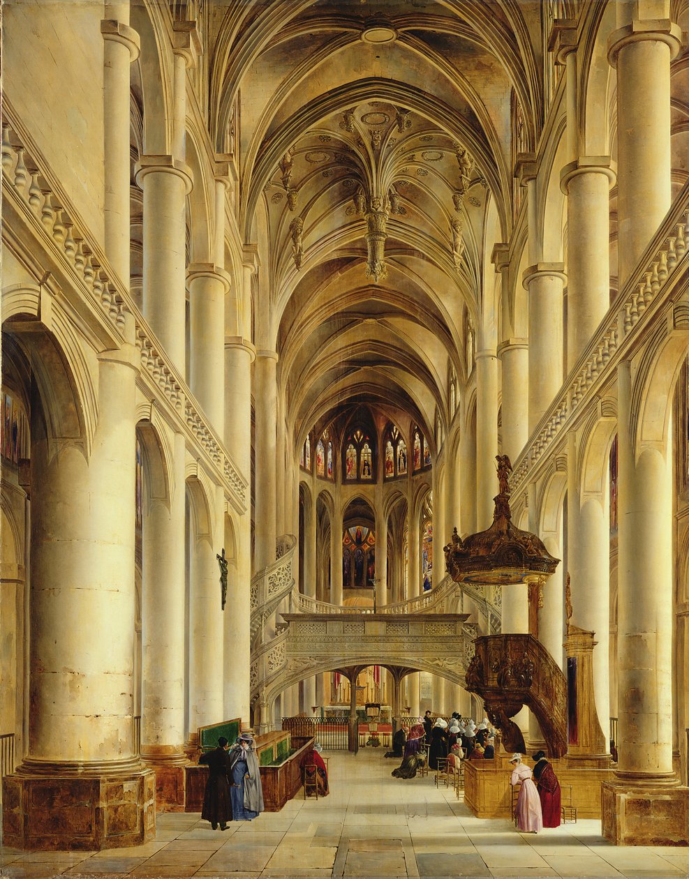 Interiør af kirken Saint-Etienne-du-Mont, Paris, ca. 1820 af Charles Renoux