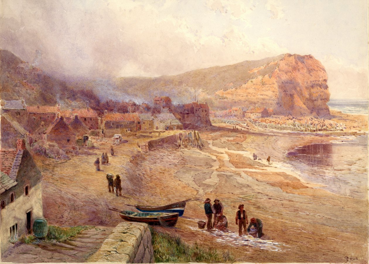 Staithes (akvarel på kort) af Charles Robertson