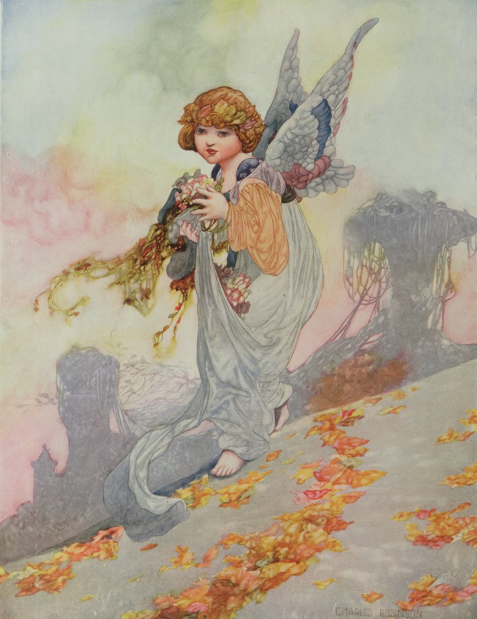 Efterår fra årstiderne bestilt til 1920 Pears Annual af Charles Robinson