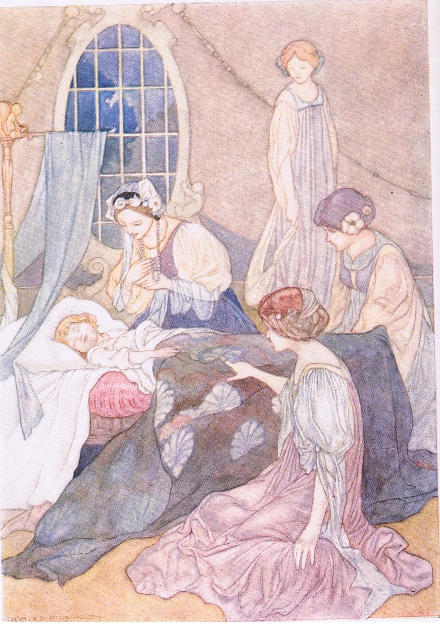 Hun gik ind på sit værelse, hvor hendes søn George sov, bevogtet af ventende kvinder. af Charles Robinson