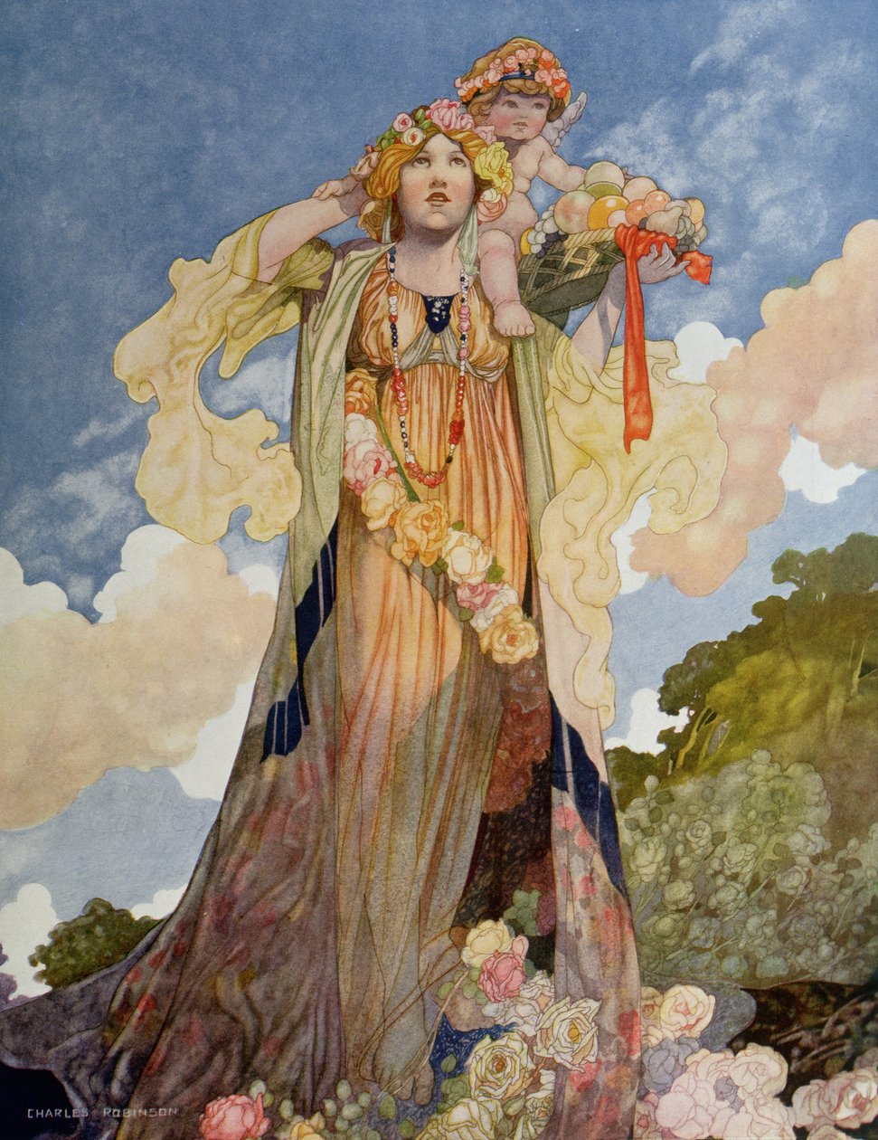 Sommer fra Årstiderne bestilt til 1920 Pears Annual af Charles Robinson