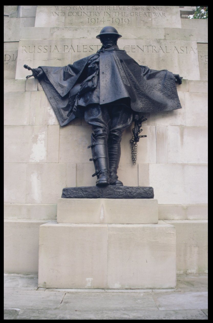 Figur fra Royal Artillery Memorial 1914-18, 1925 (Portland sten og bronze) af Charles Sergeant Jagger