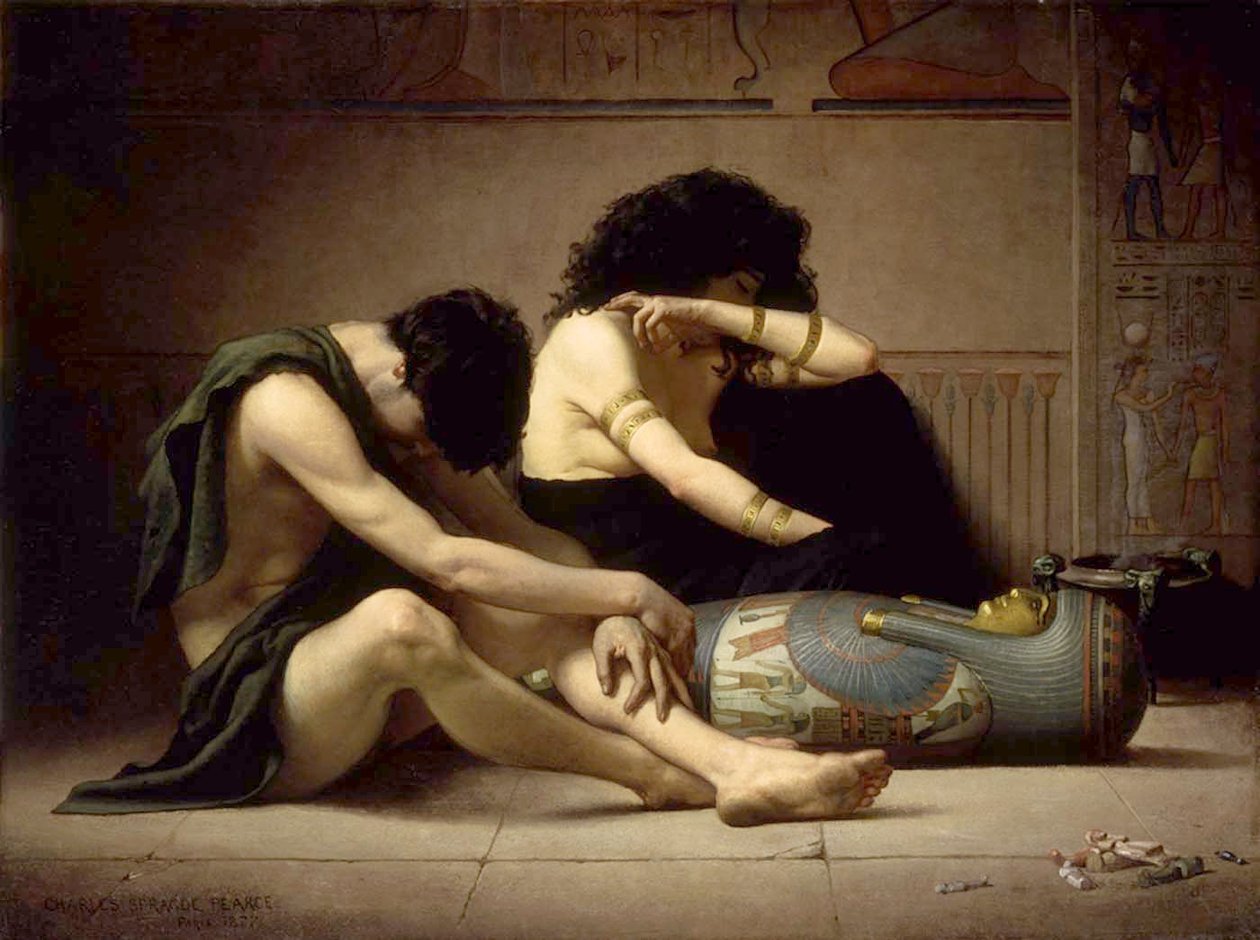  Klagesang over den førstefødtes død i EgyptenTysk: Wehklage uber den Tod des Erstgeborenen am Hof des Pharaon af Charles Sprague Pearce