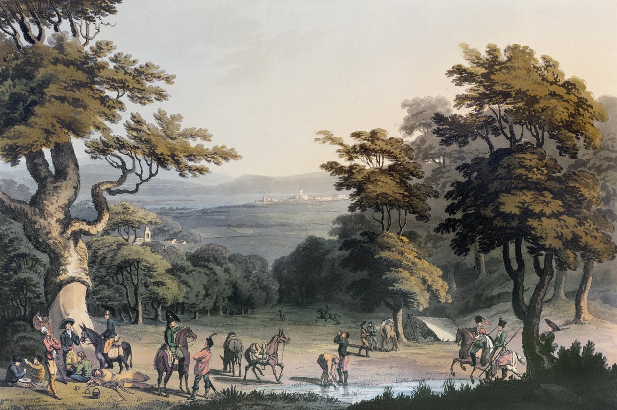 En fjern udsigt over Ciudad Rodrigo taget fra egetræet nær landsbyen Espeja, 1813 af Charles Turner