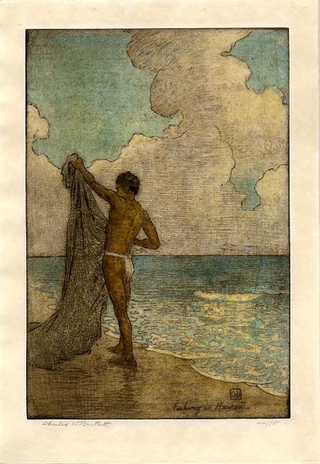 Fiskeri på Hawaii af Charles William Bartlett