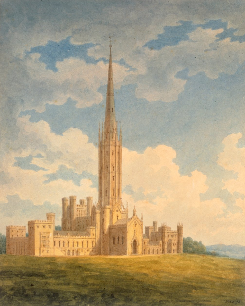 Nord-vest udsigt over Fonthill Abbey af Charles Wild