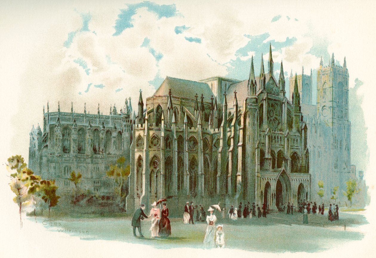 Westminster Abbey i det 19. århundrede, med den formelle titel Collegiate Church of St Peter at Westminster, City of Westminster, London, England. Fra Cassell