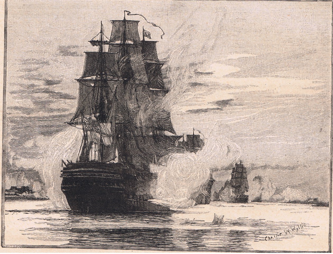 Den britiske flåde passerer gennem Dardanellerne AD 1807 af Charles William Wyllie