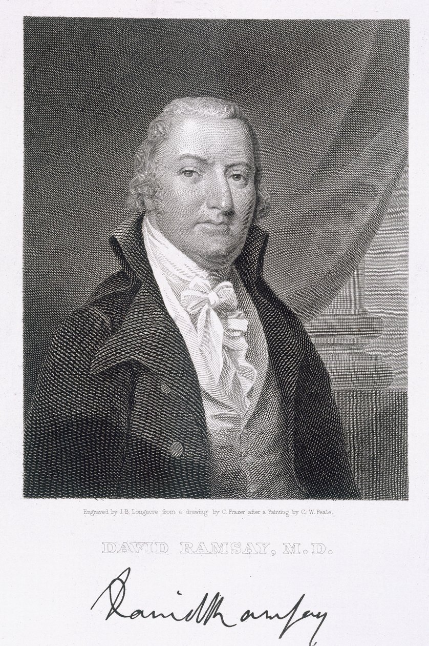 David Ramsay, indgraveret af James Barton Longacre (1794-1869) efter en tegning af originalen af Charles Fraser (1782-1860) af Charles Willson Peale