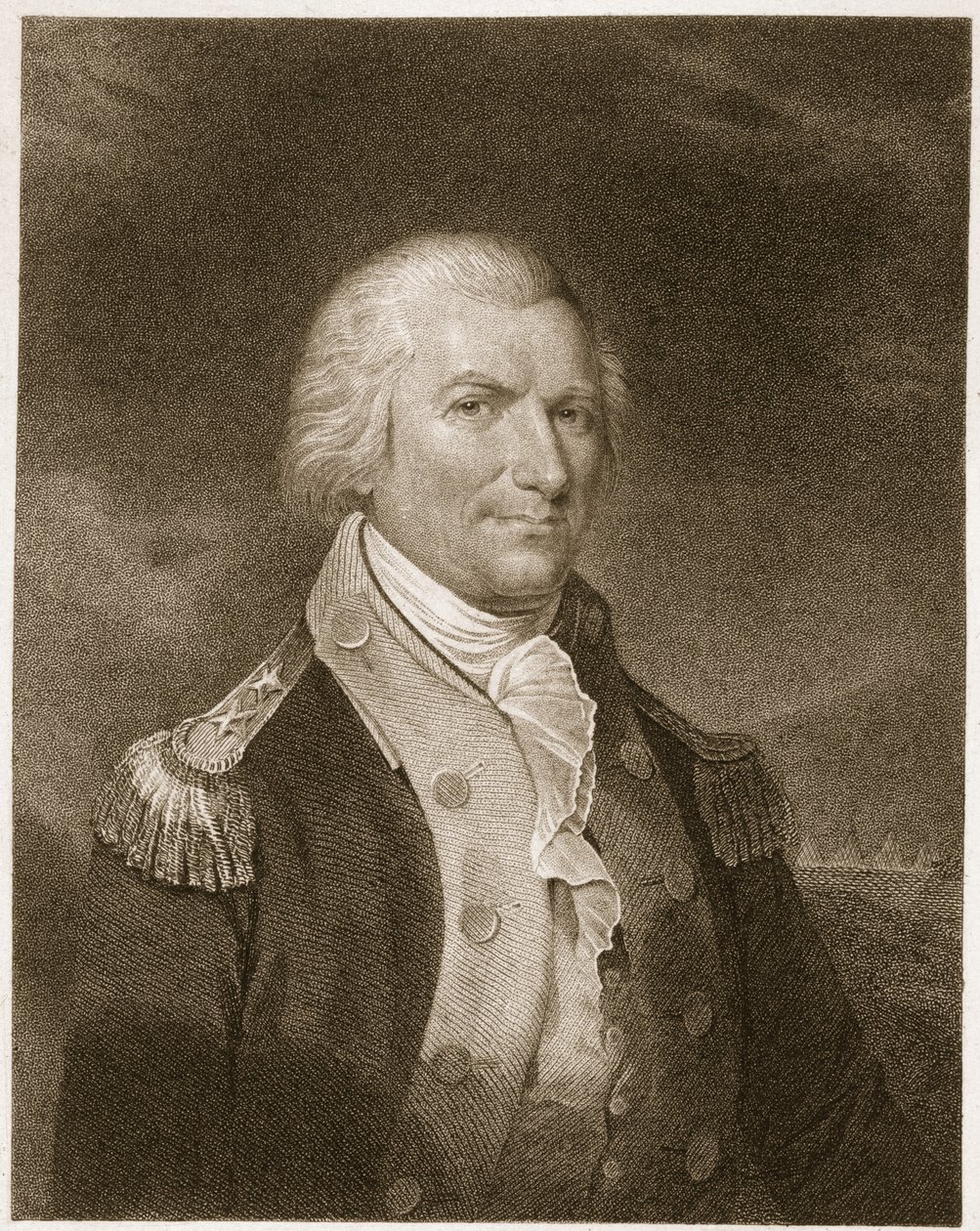 Generalmajor Arthur St. Clair, graveret af Edward Wellmore (fl.1835) efter en tegning af originalen af James Barton Longacre (1794-1869) af Charles Willson Peale