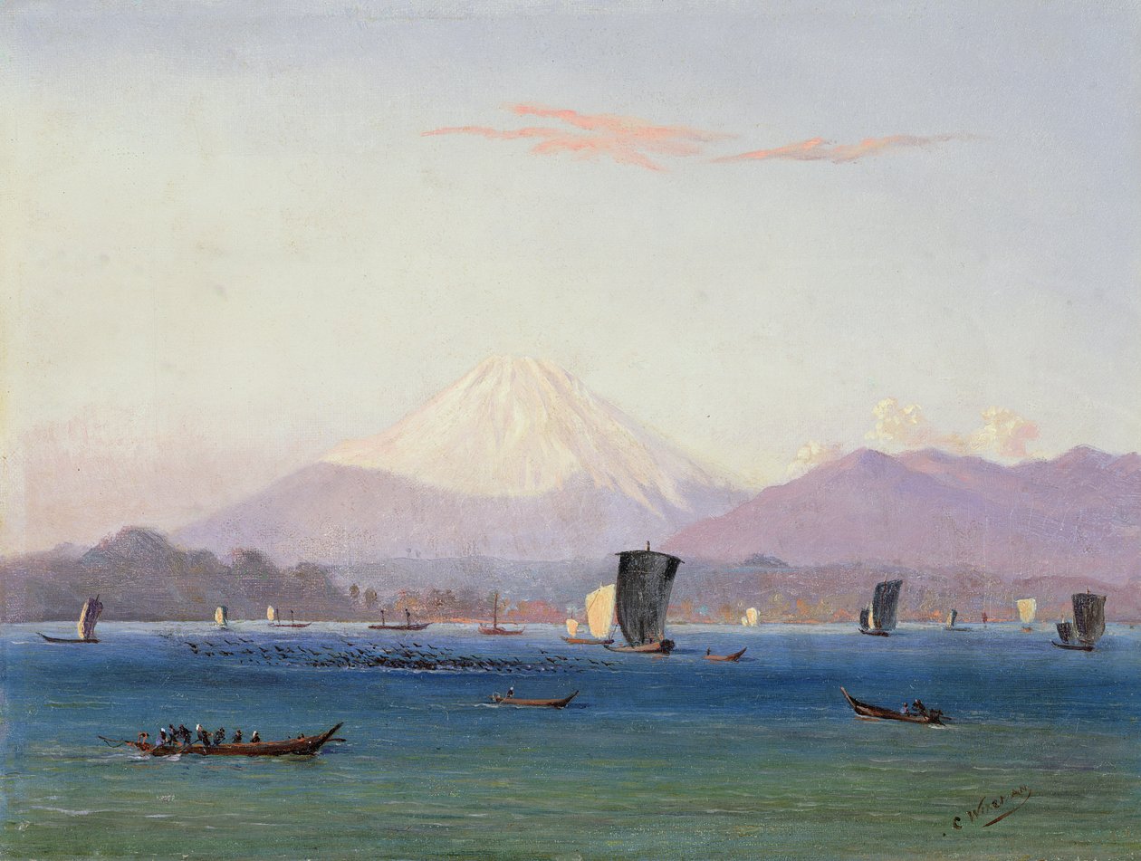 Udsigt over Mount Fuji af Charles Wirgman