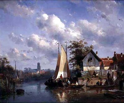 En sommerscene (olie på lærred) af Charles Henri Joseph Leickert