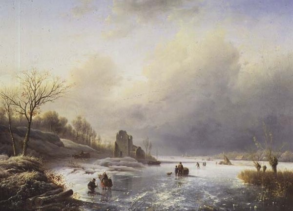 Vinterscene af Charles Henri Joseph Leickert