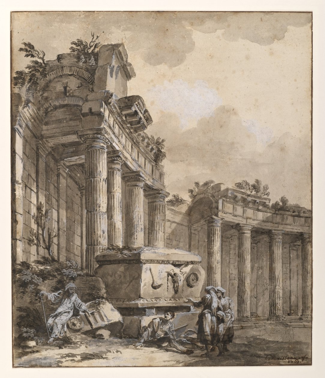 Figurer nær en ødelagt søjlegang af Charles Louis Clerisseau