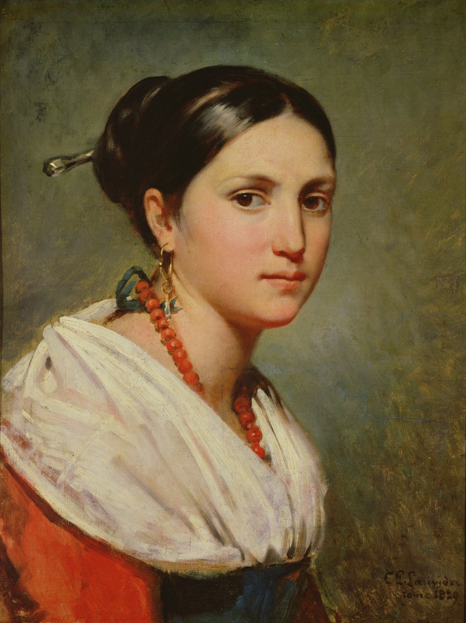 Portræt af en ung italiensk kvinde, 1829 af Charles Philippe Lariviere
