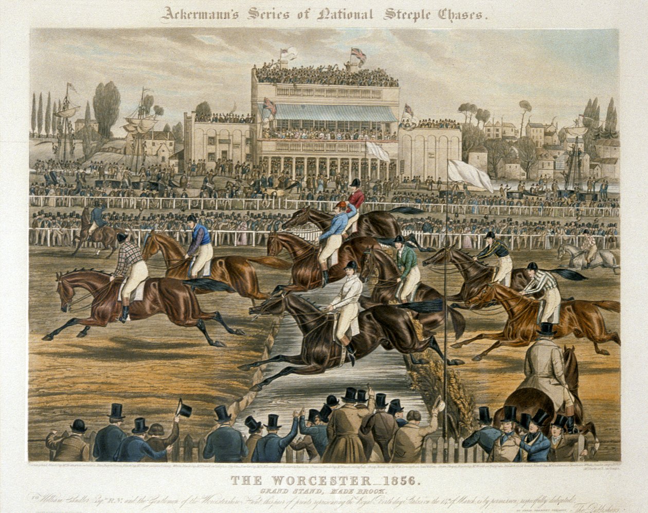The Royal Birthday Stakes, Worcester, 14. marts 1856: Grand Stand (farve litho) af Charles Hunt