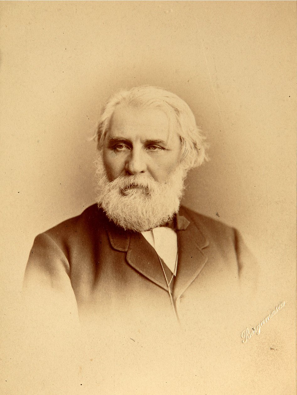 Portræt af forfatteren Ivan Sergeyevich Turgenev (Sergueievitch Tourgueniev) (1818-1883). Albumin-foto af Charles (Karl) Bergamasco (1830-1896) af Charles Bergamasco