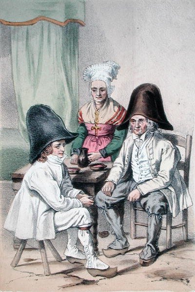 Marsh Peasants of Room i Puy de Dome-regionen i Auvergne, ca. 1865 (farve litho) af Charles (after) Bour