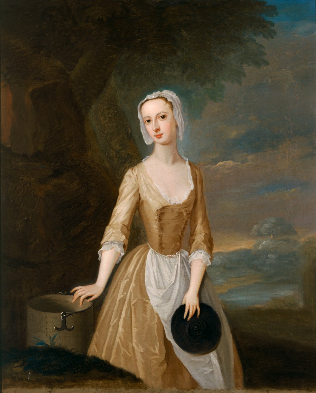 Catherine Hyde, hertuginde af Queensbury som malkepige ca. 1770 (olie på lærred) af Charles (after) Jervas