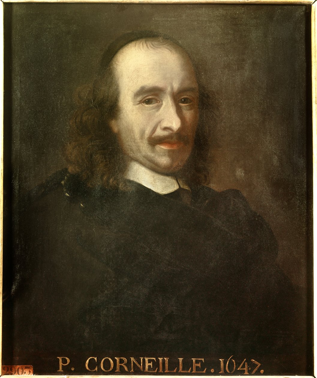 Portræt af Pierre Corneille (1606-1684) fransk dramatisk digter. Anonymt maleri af Charles Lebrun (Le Brun) (1619-1690). Versailles, slotte i Versailles og Trianon. af Charles (after) Le Brun