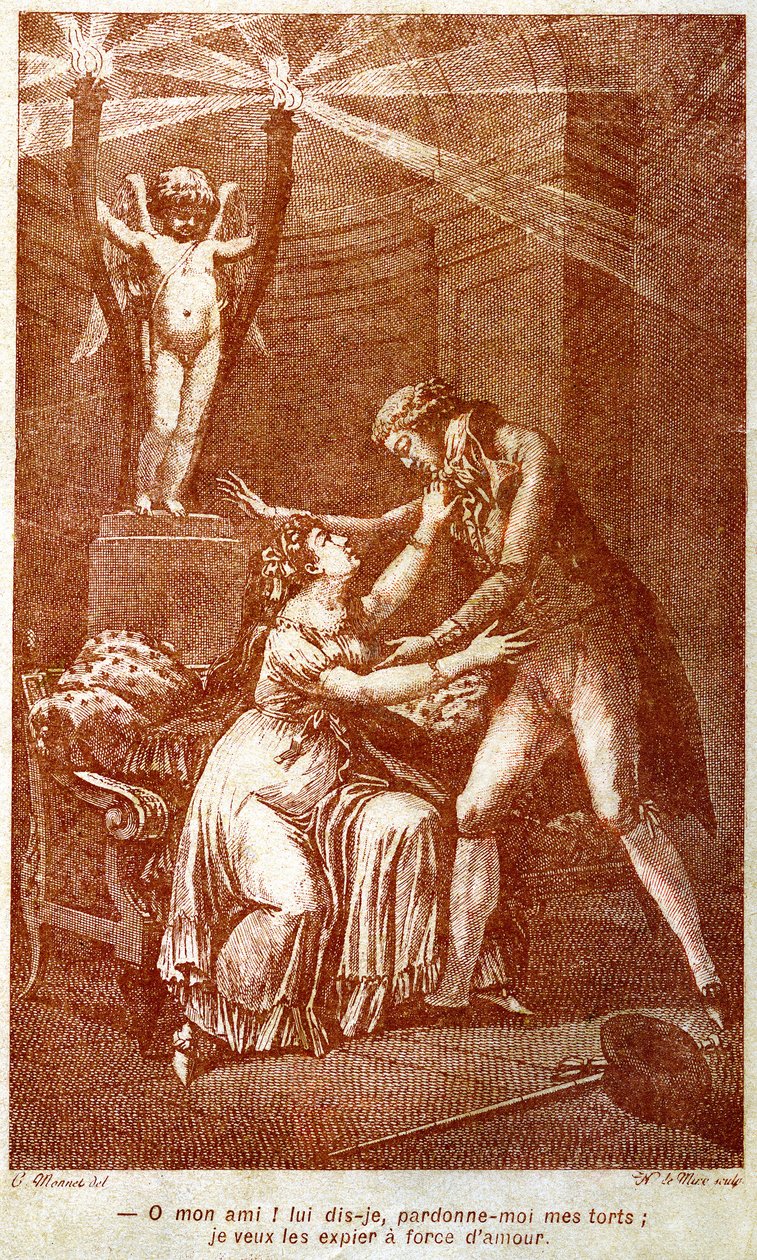 Illustration til "Dangerous Liaisons" epistolær roman af Choderlos de Laclos (1741-1803) (gravering) af Charles (after) Monnet