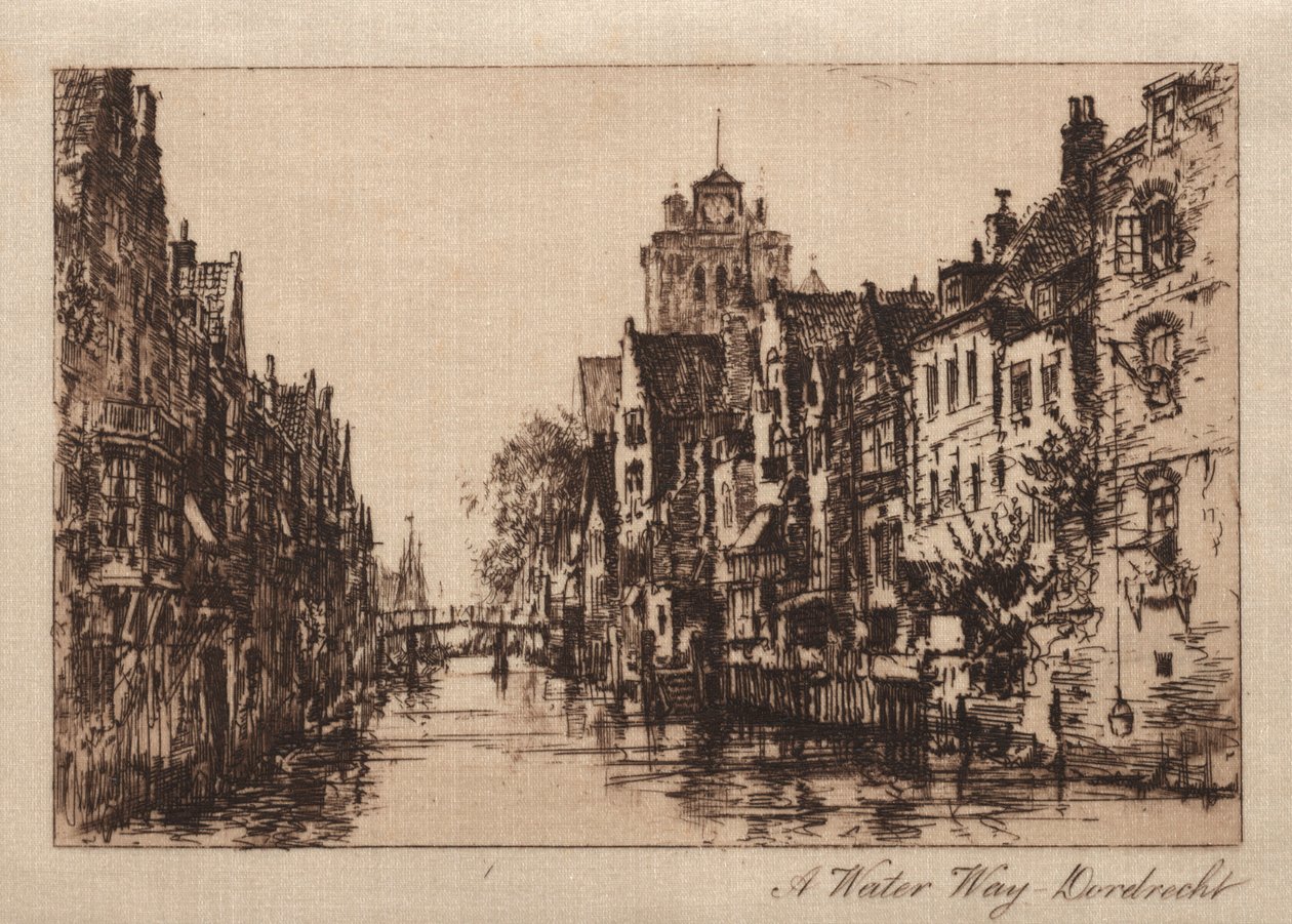 A Waterway, Dordrecht, 1885. af Charles A. Vanderhoof