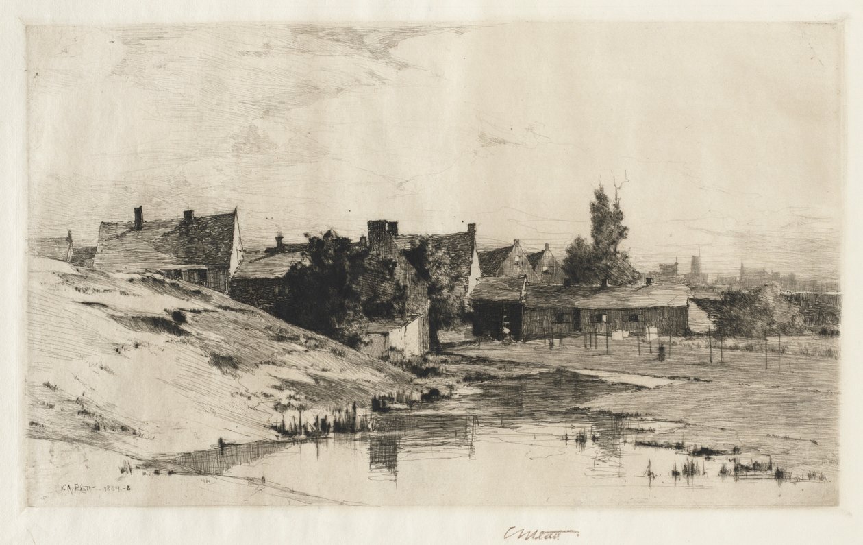 Gamle huse nær Brugge, 1884-1888. af Charles Adams Platt