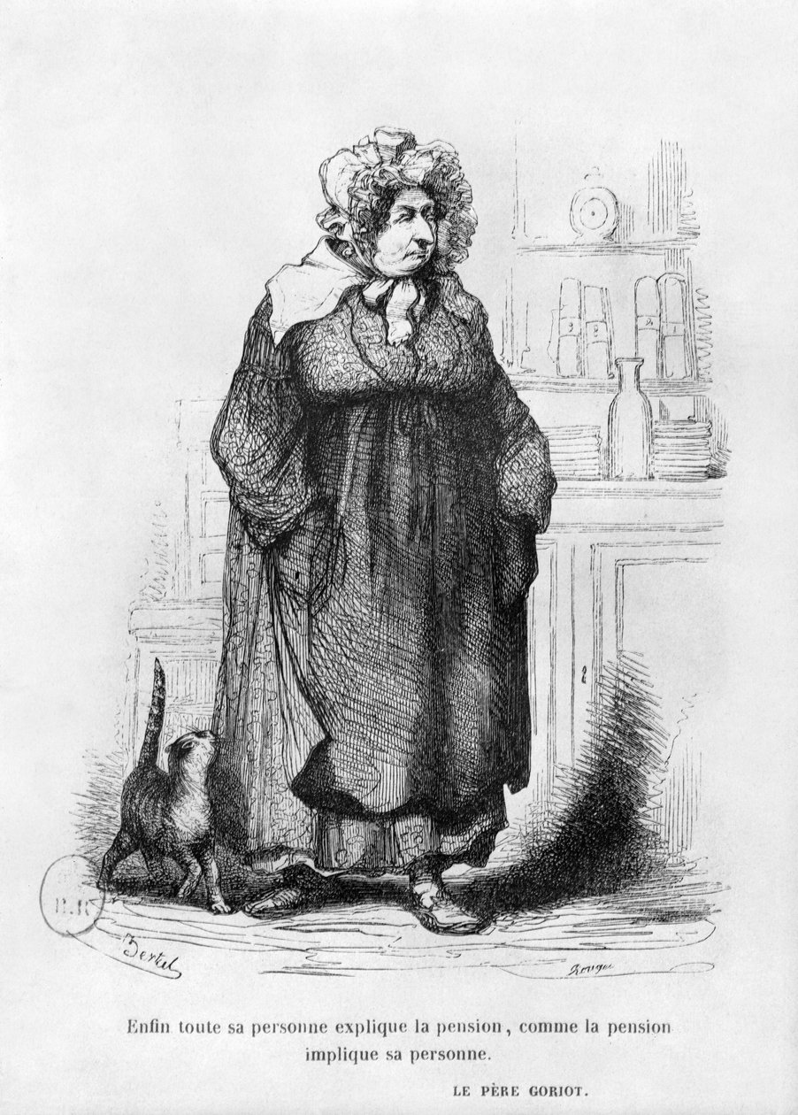 Madame Vauquer, illustration fra "Le Pere Goriot" af Honore de Balzac (1799-1850) af Charles Albert d Arnoux Bertall
