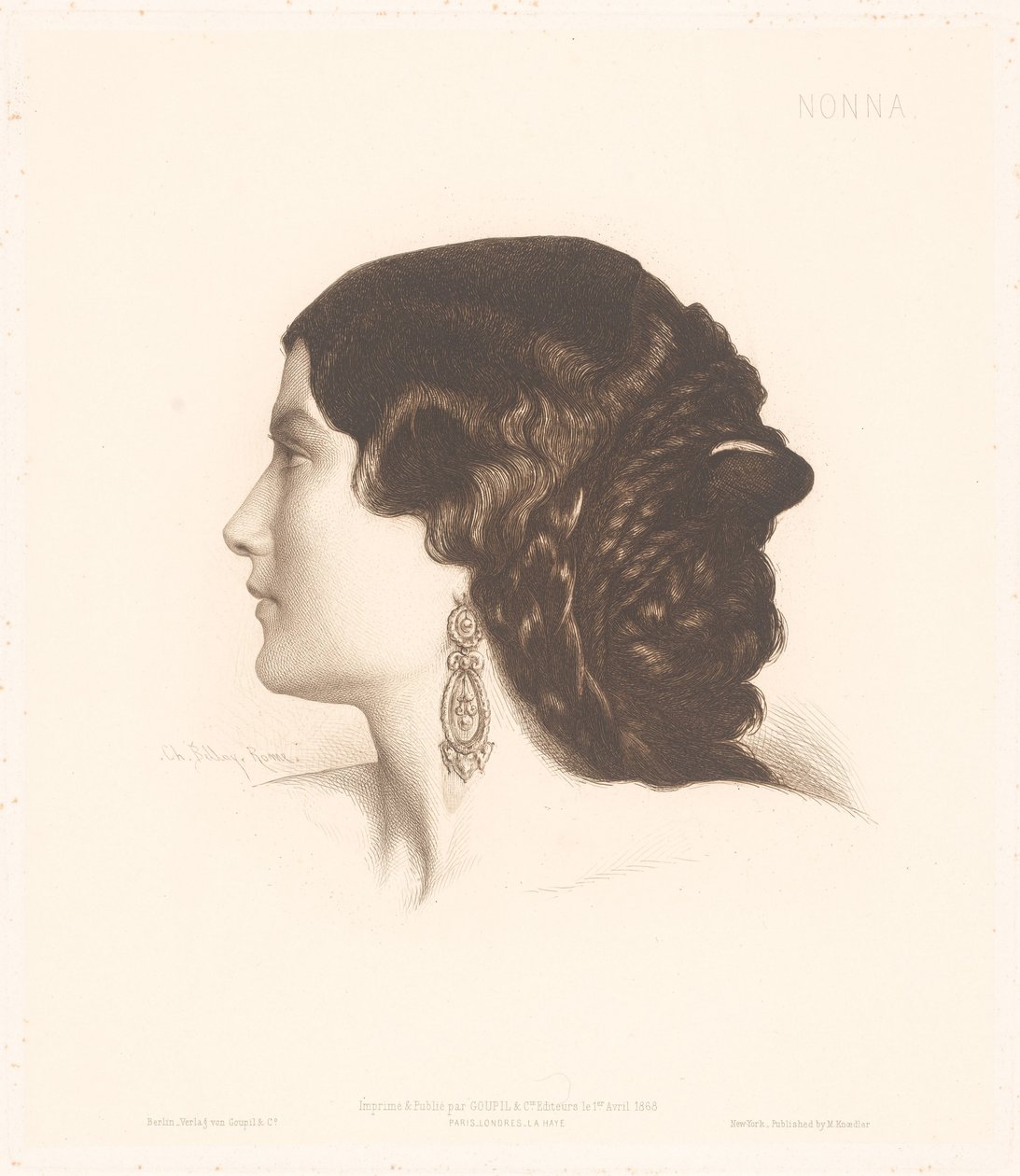 Portræt af en italiensk kvinde Nonna (titel på objekt) Portrætter af italienske kvinder (serietitel) af Charles Alphonse Paul Bellay