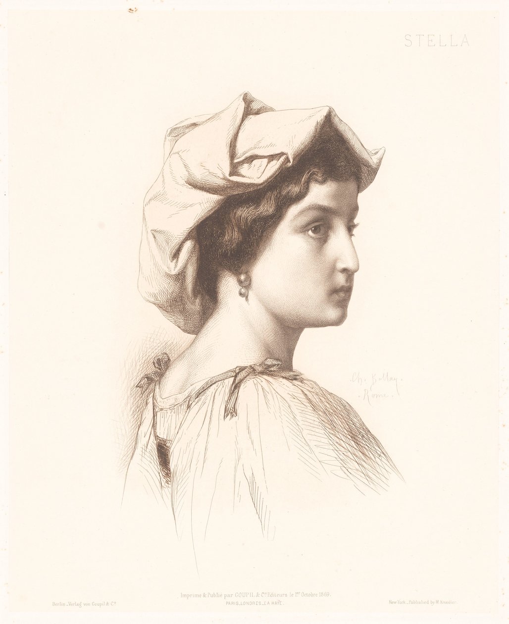 Portræt af en italiensk kvinde Stella (titel på objekt) Portrætter af italienske kvinder (serietitel) af Charles Alphonse Paul Bellay