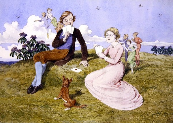 Hearts are Trumps (pen, blæk og akvarel på papir) af Charles Altamont Doyle