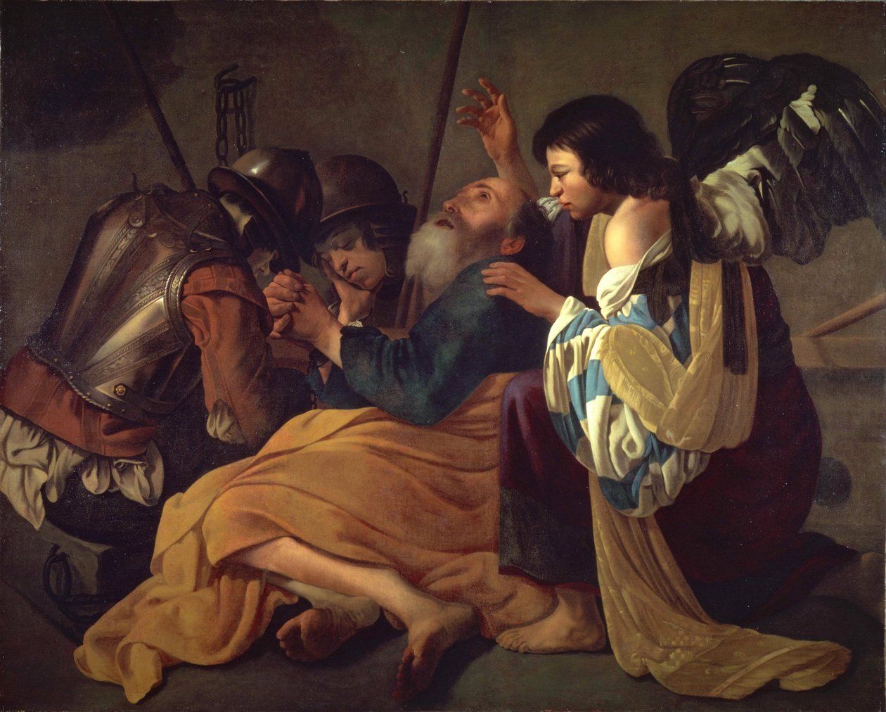 ""The Deliverance of Saint Peter"" Maleri fra Hendrick Terbrugghens skole (ter Brugghen) (1588-1629) National Museum of Western Art, Tokyo Japan af Charles Andrew Dyce