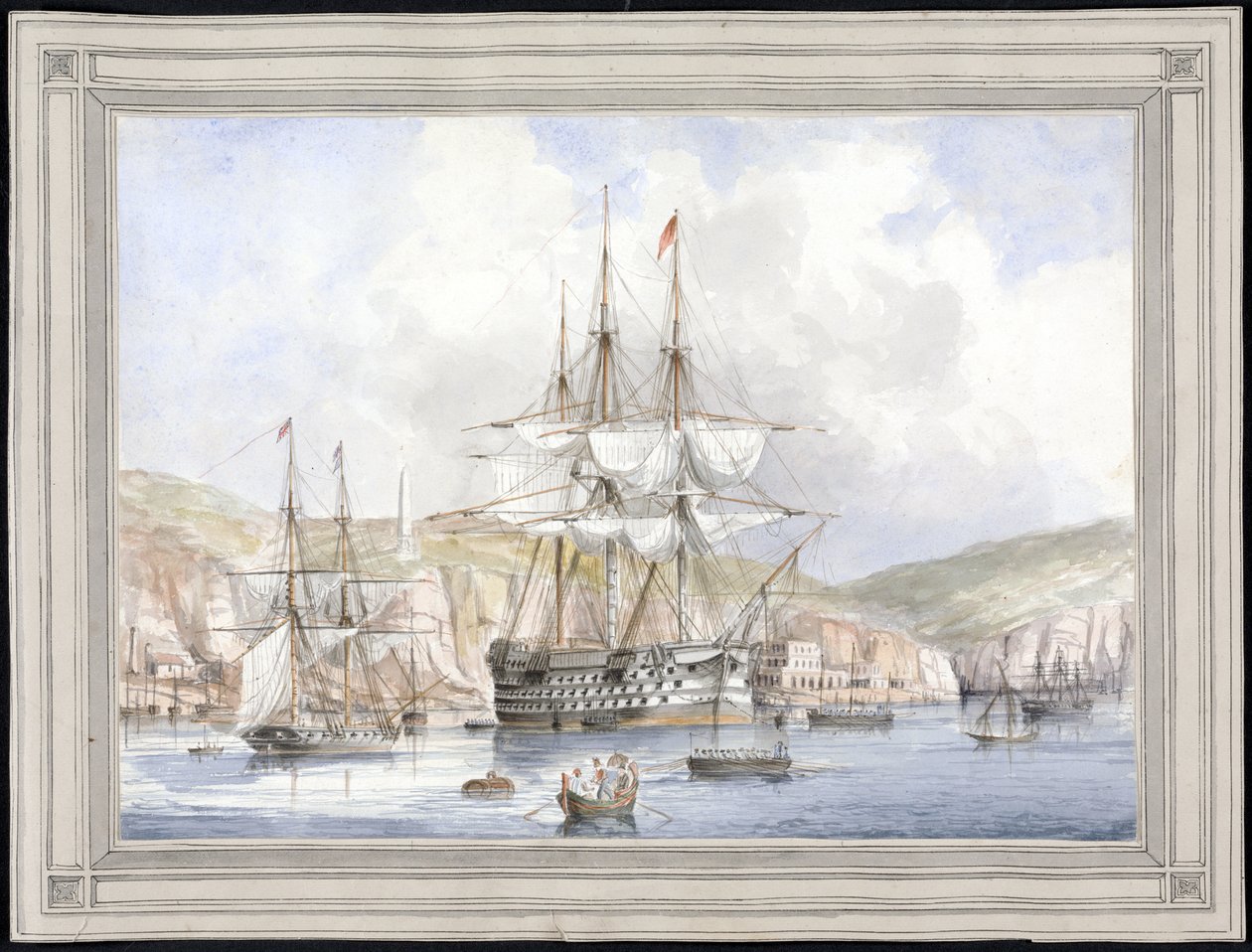 Vue de Malte (View at Malta) - Maleri af Charles Andrew Dyce (1816-1853), akvarel på papir (25,1x34,9 cm), ca. 1849 - Yale University (USA) af Charles Andrew Dyce