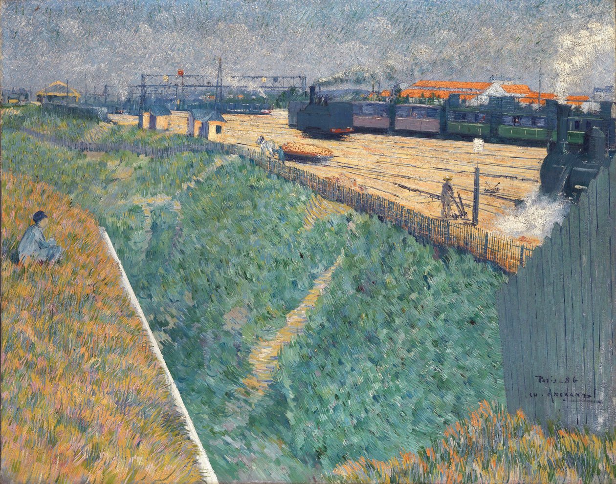 Angrand, Charles (1854-1926) Den vestlige jernbane ved udgangen fra Paris Olie på lærred 1886 National Gallery, London 73x92 af Charles Angrand