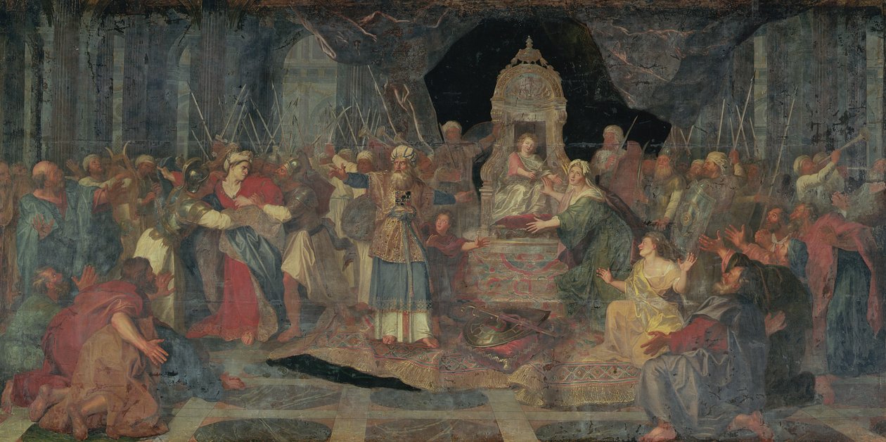 Athalia jagede fra templet, 1710 af Charles Antoine Coypel