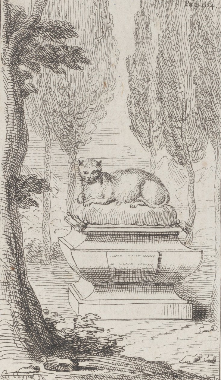 Kat på toppen af en grav, 1714-52., 1714-52. af Charles Antoine Coypel