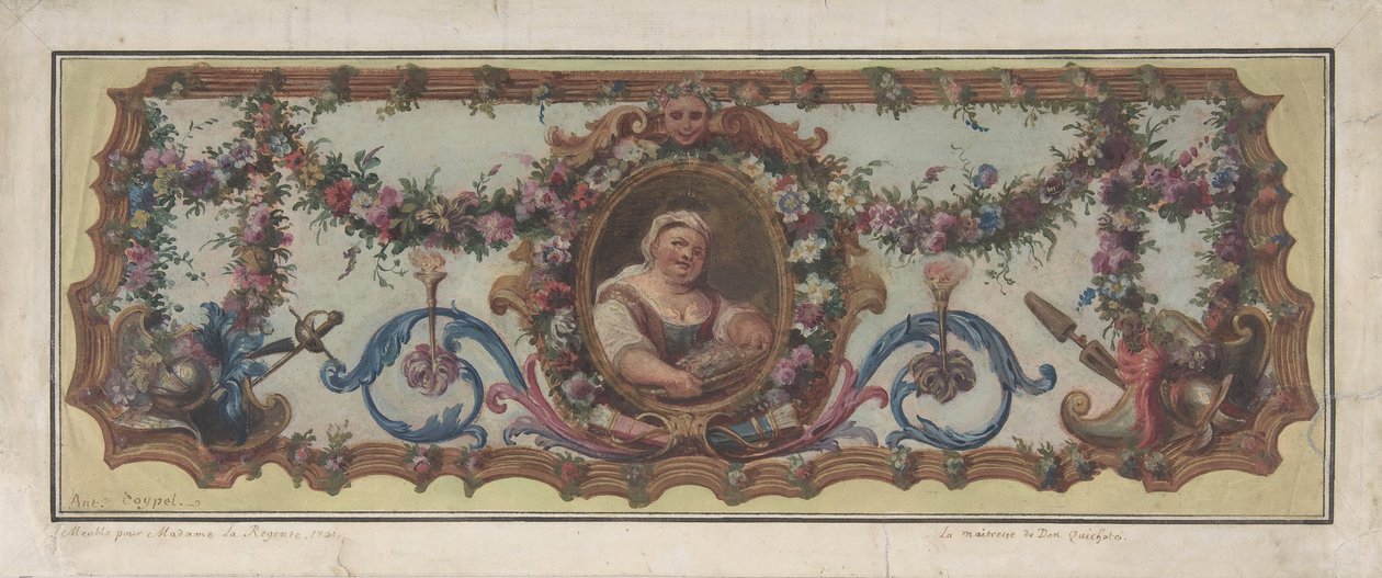 Design til et gobelinsæde til en sofa, 1721. af Charles Antoine Coypel