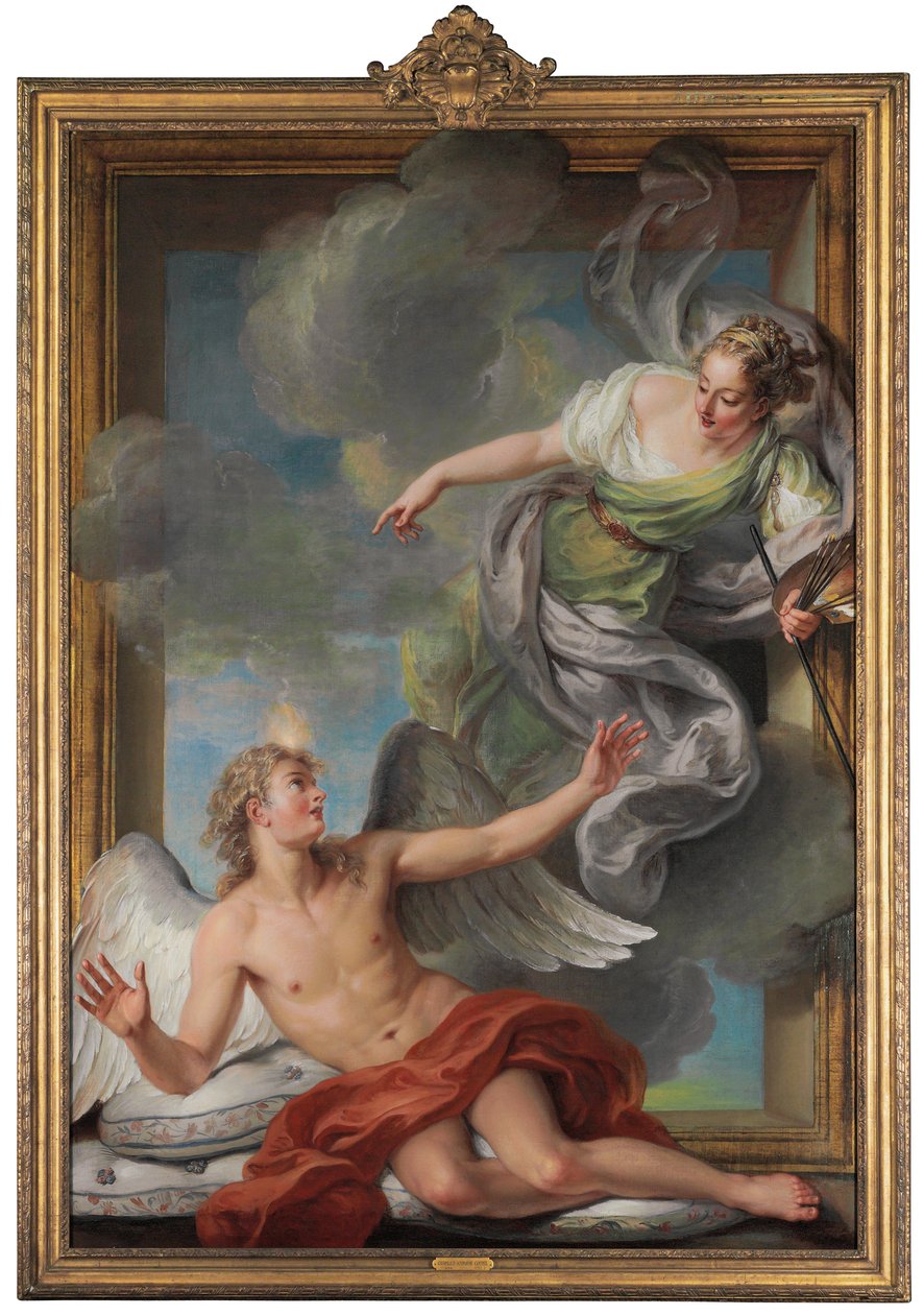 Maleri Awakening Sleeping Genius af Charles Antoine Coypel
