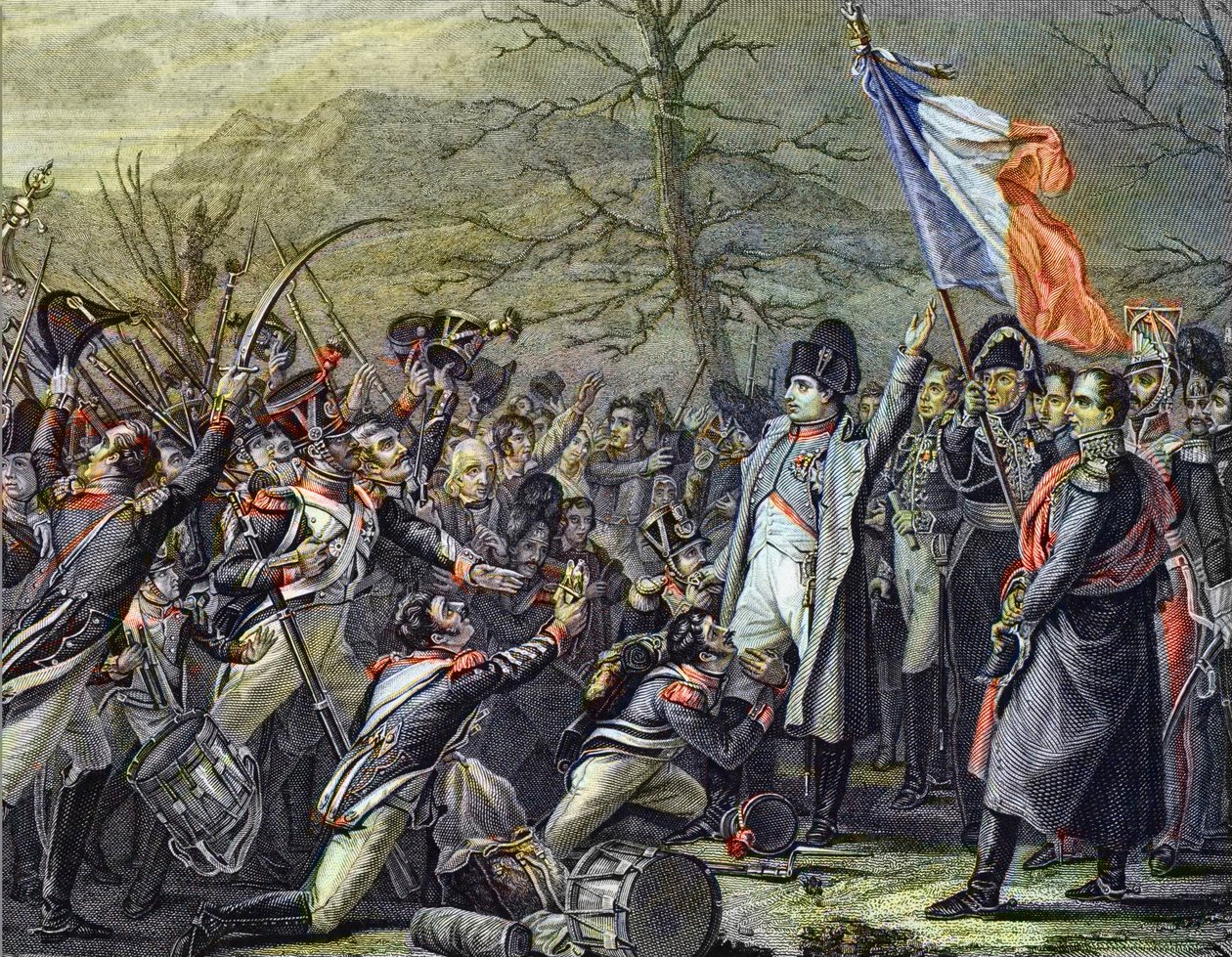 Napoleon vender tilbage fra Elba - gravering efter Steuben - "" Napoleon I