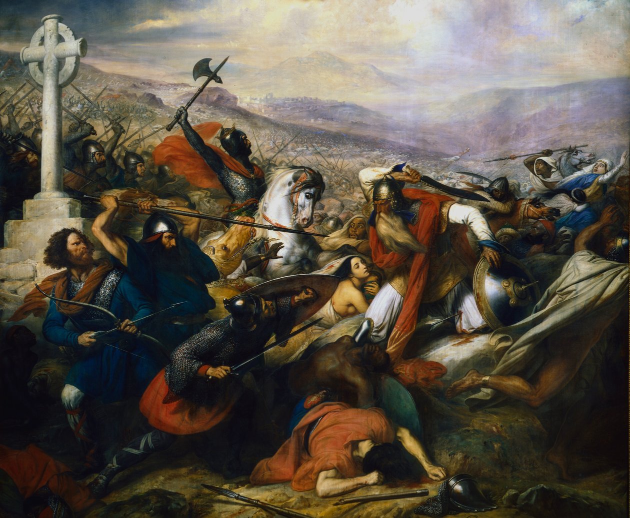 Slaget ved Poitiers, Frankrig, 732 1837 af Charles Auguste Guillaume Steuben