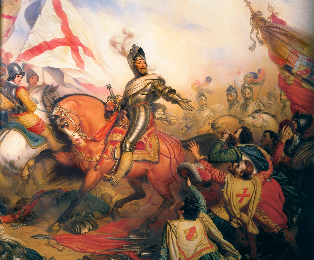 "Kong Henrik IV i slaget ved Ivry", maleri af baron Charles von Steuben af Charles Auguste Steuben
