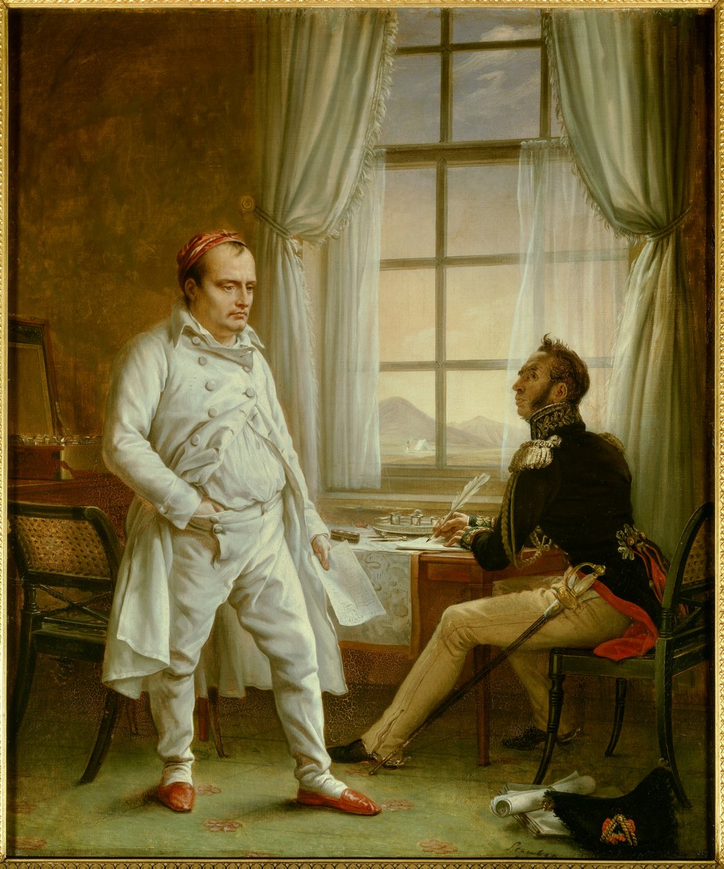 Napoleon I dikterer sine mindesmærker for general Gourgaud (maleri af Charles Auguste Steuben
