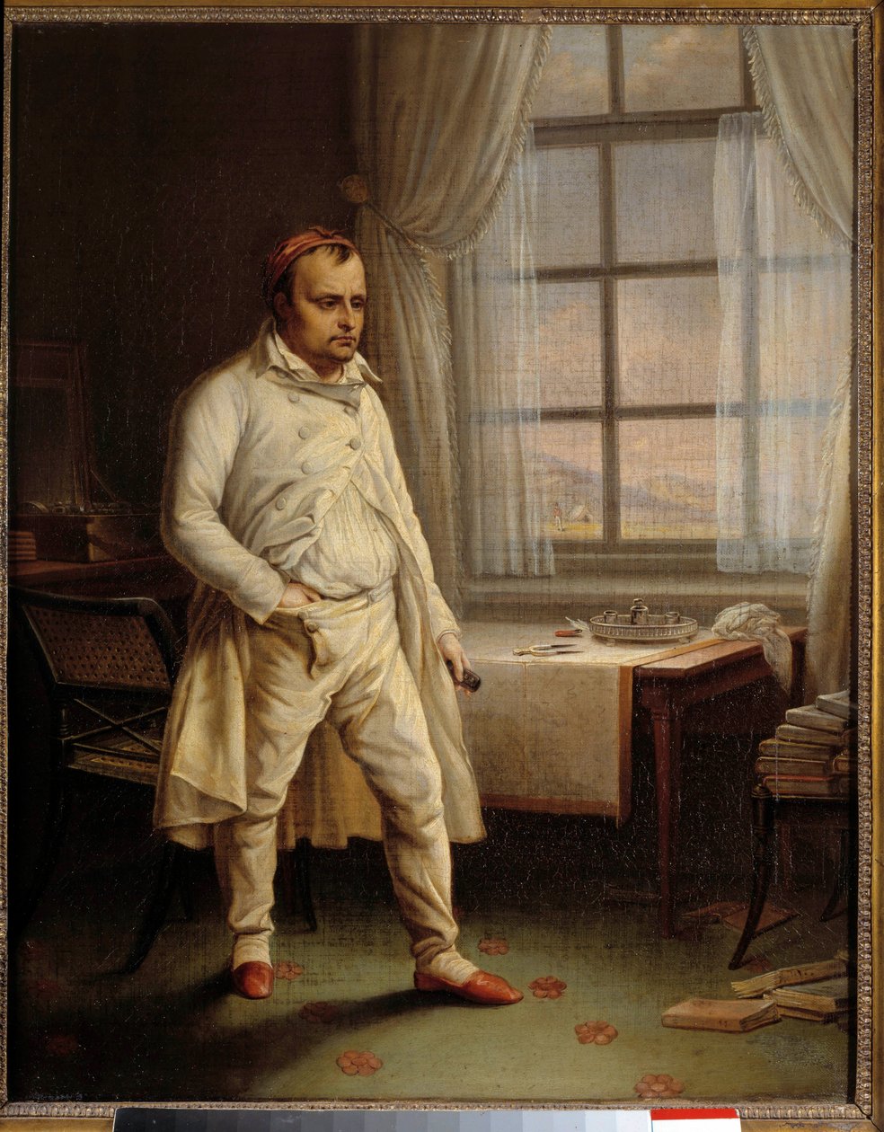 Portræt af Napoleon I (1769-1821) en Sainte Helene i et stykke ved Longwood, der dikterer hans mindesmærker Maleri af Charles Auguste Steuben (1788-1856) 1820 Søn. 0,62 x 0,51 m Ile D