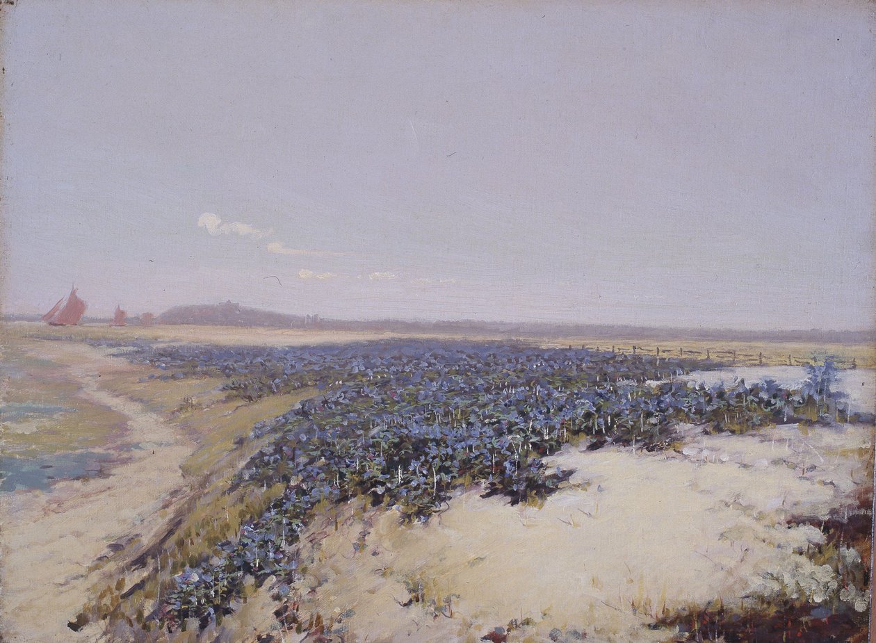 Blomsterdækkede klitter (olie på lærred) af Charles Augustus Lasar