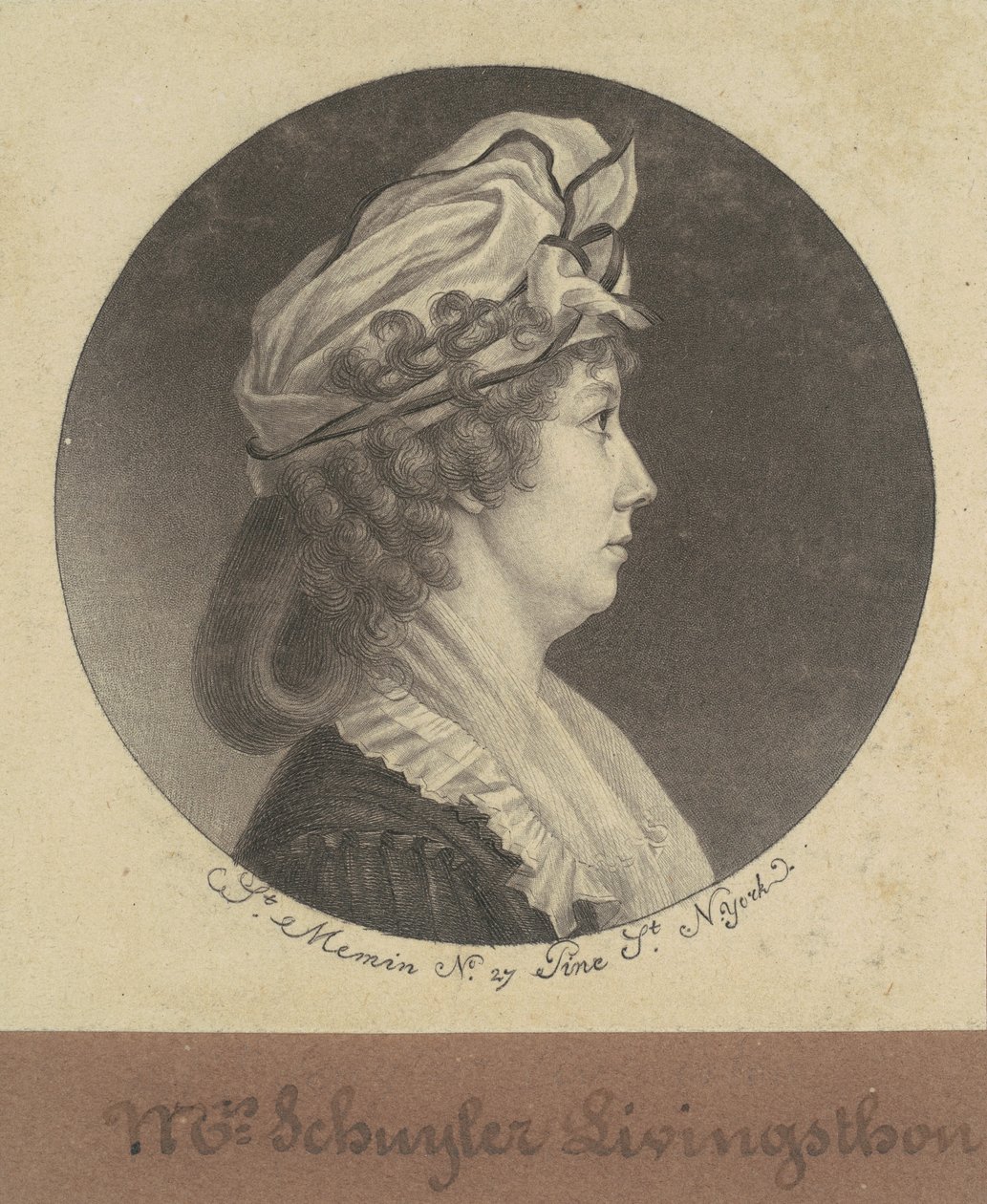 Eliza Barclay Livingston af Charles B. J. Févret de Saint Mémin