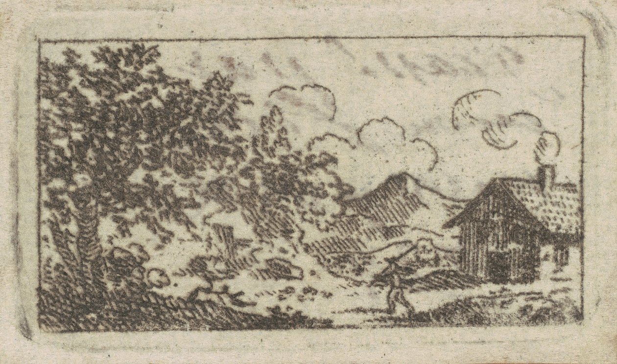 Landskab med hus af Charles B. J. Févret de Saint Mémin