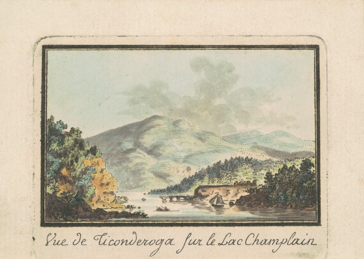 Udsigt over Ticonderoga fra Lake Champlain af Charles B. J. Févret de Saint Mémin