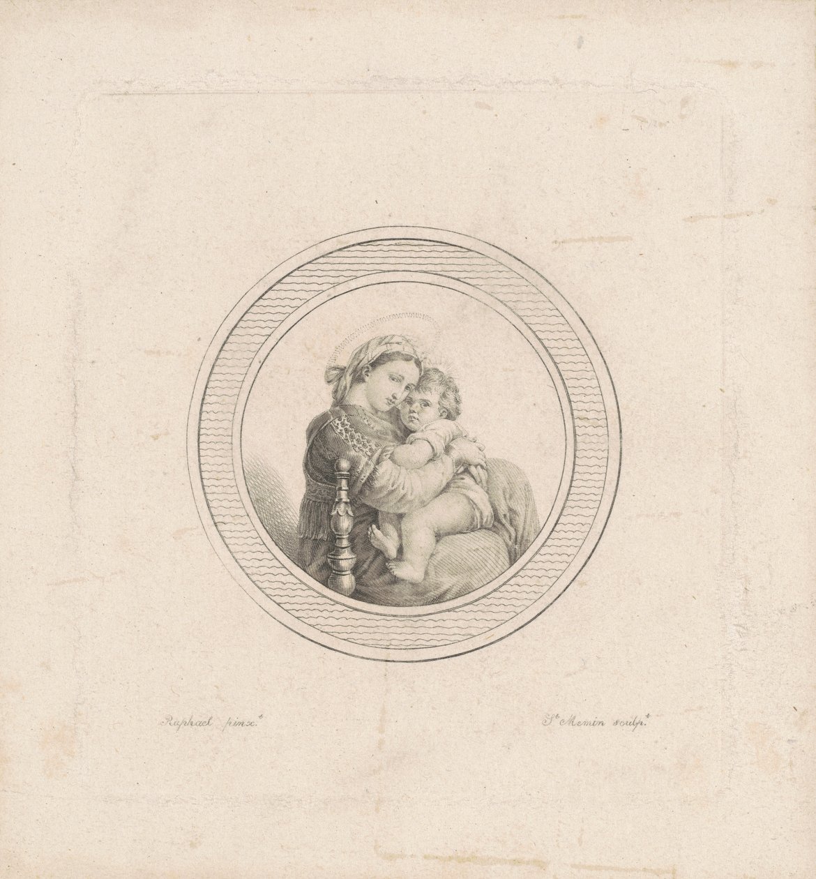 Madonna af stolen af Charles B. J. Févret de Saint Mémin, after Raphael