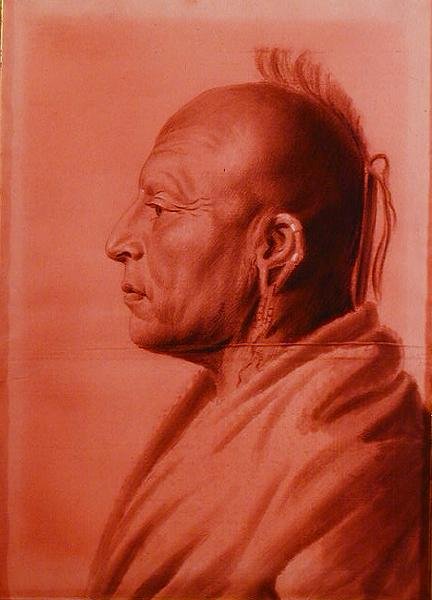 Cachasunglia, en Osage Warrior (blyant og kul på papir) af Charles Balthazar Julien Févret de Saint Mémin